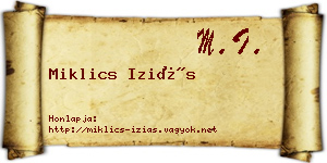 Miklics Iziás névjegykártya